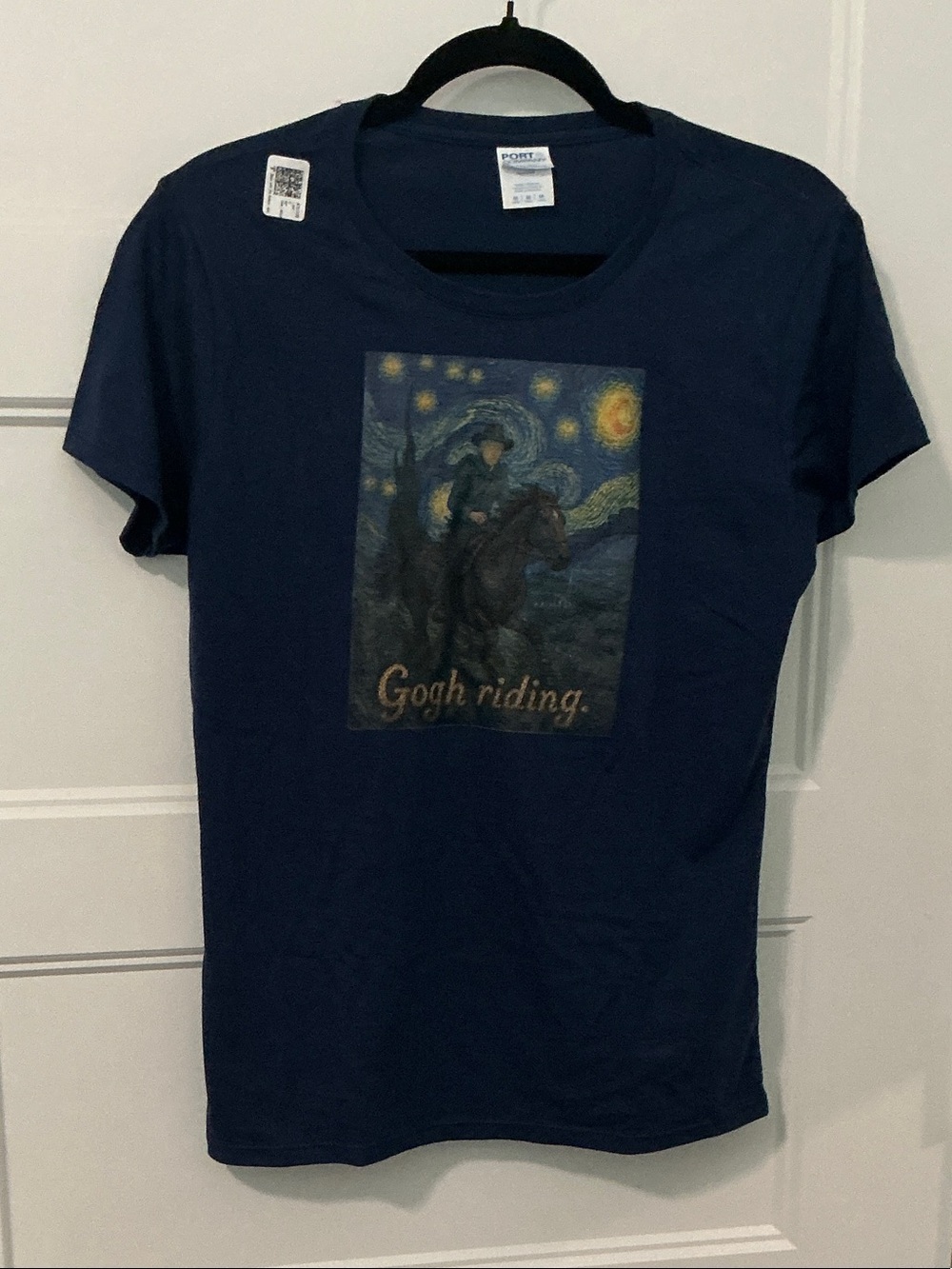 Port and Company Navy Blue Starry Night 'Gogh Riding' Short Sleeve Tee